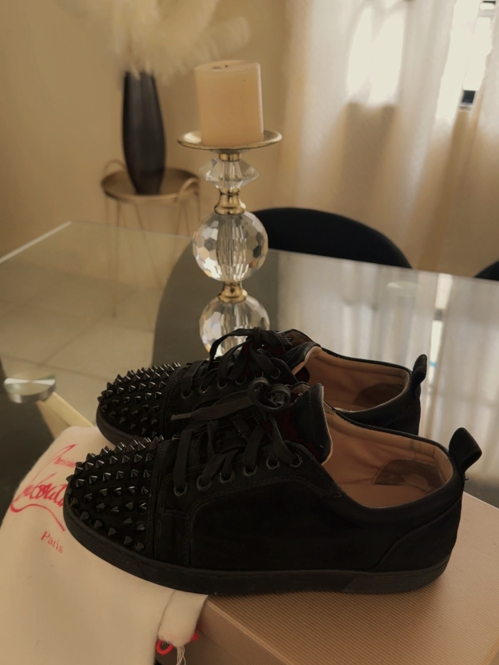 Black Studded Low-Top Sneakers